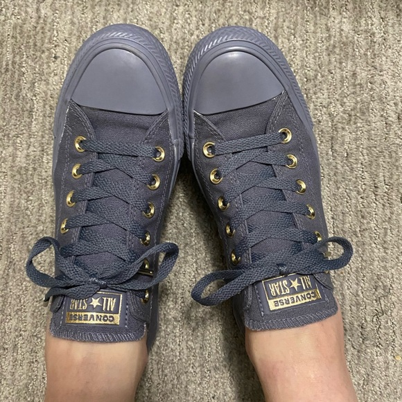 Converse All Star Low Top Gray with Gold Accents 8 - Picture 9 of 13
